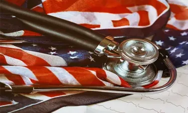 Stethoscope Resting on United States Flag